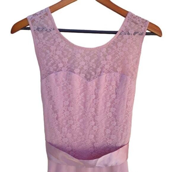 Berry Love Dress Lace Sweetheart Illusion Tie Waist Full Flowy Barbiecore Pink M - Picture 4 of 8